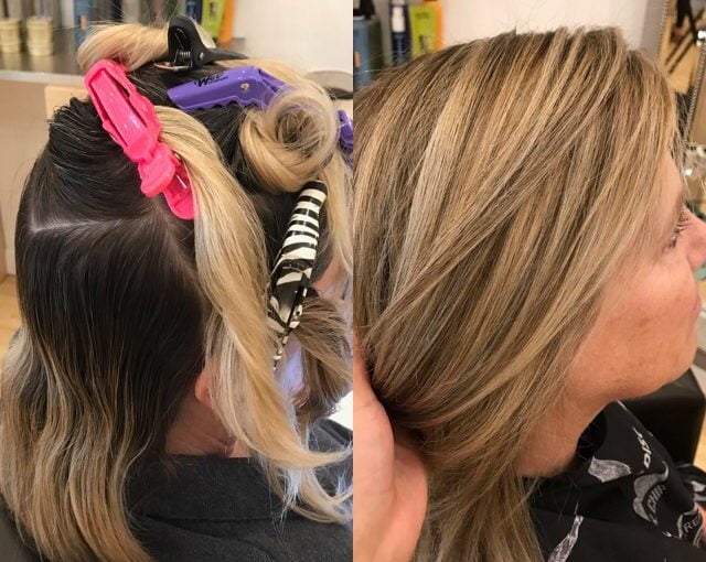 Partial highlight lowlight haircut style toner